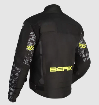 Berik Veloce Leather Jacket - Black/Camo/Hi-Viz