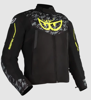 Berik Veloce Leather Jacket - Black/Camo/Hi-Viz