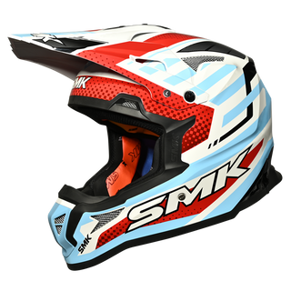 SMK Allterra Bulldozer (MA153) MX Helmet - Matt White/Blue/Red