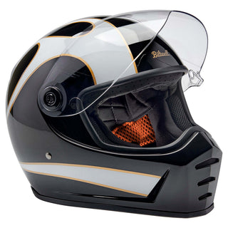 Biltwell Lane Splitter ECE 22.06 Helmet - Gloss Black/White Flames