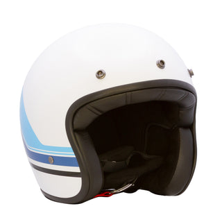 Merlin Blackbird Jet Aero Stripe Open Face Helmet - White
