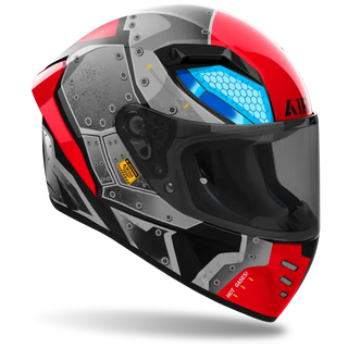 Airoh Connor Bot Full Face Helmet - Gloss Red/Grey/Black