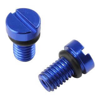 Zeta Front Fork Air Valve Cap Screws for KYB / Showa (2 Pack) - Blue
