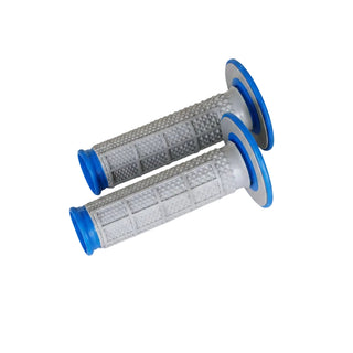 Renthal MX Dual Compound Tapered Half Waffle Q70 Handle Grips - Blue / Grey