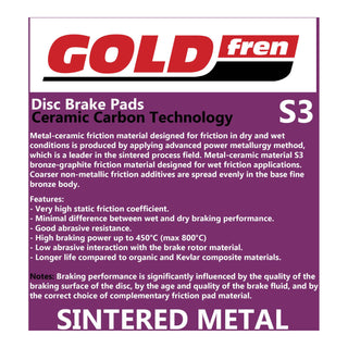 GOLDfren Brake Pads Sintered Sports GF033 - S3 (PR58)