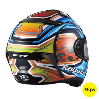 Kabuto F17 GP Mips Glanz Helmet - Blue/Yellow