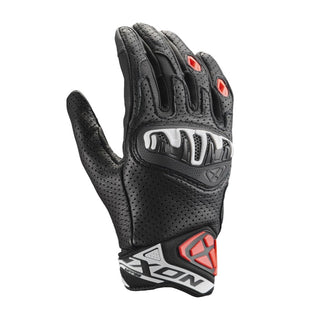 Ixon Mirage Leather Motorcycle Gloves EN13594 - Black/White/Red