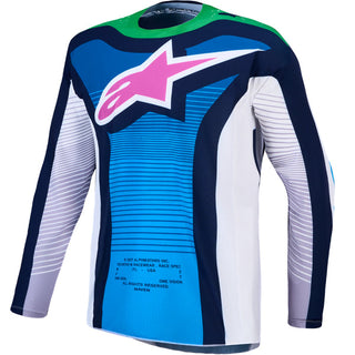 Alpinestars 2027 Techstar Maven Jersey - White / Blithe Blue / Green Fluo
