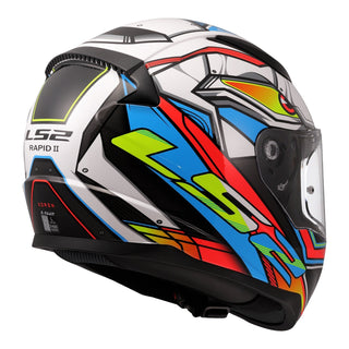 LS2 FF353 Rapid II XDron Helmet - White / Hi-Vis Orange / Blue