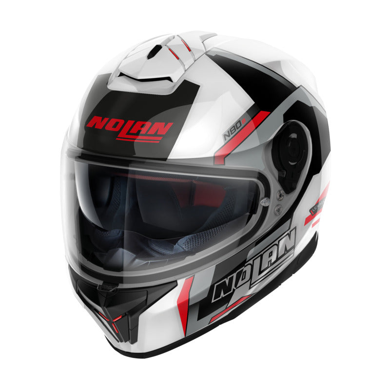 Nolan N80-8 Full Face Classic Helmet - White Black Red Silver