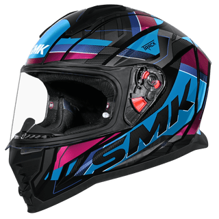 SMK Nova Track Full Face Helmet - Black/Blue/Pink