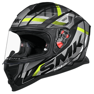SMK Nova Track Full Face Helmet - Matt Black/Grey/Yellow