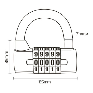 Oxford 5-Digit Combination Padlock - Black