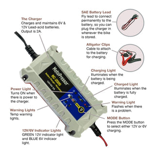 Rocky Creek MotoPressor RC-2000 Battery Charger and Maintainer - 2000mA