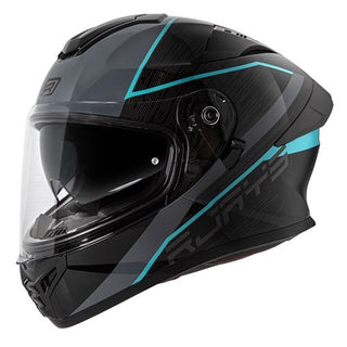 Rjays Apex IV Full Face Raker Helmet - Black / Grey / Aqua
