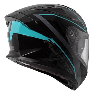Rjays Apex IV Full Face Raker Helmet - Black / Grey / Aqua