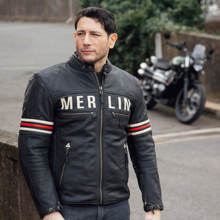Merlin Revival D3O Perforated Leather Motorcycle Jacket - Black / Vintage