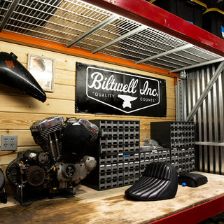 Biltwell Shield Logo Shop Banner 18" x 48" - Black
