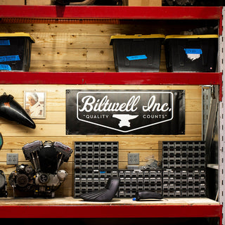 Biltwell Shield Logo Shop Banner 18" x 48" - Black