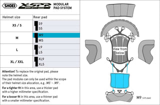 Shoei X-SPR (Type-P) Pro Centre Pad - Rear M9 - (STD M)
