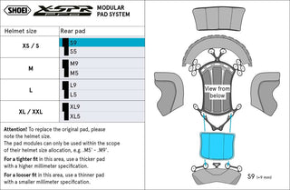 Shoei X-SPR Pro Centre Pad - Rear S9 - XS-XL - Option XS