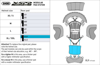 Shoei X-SPR Pro Centre Pad - Rear XL9 - Option 2XL