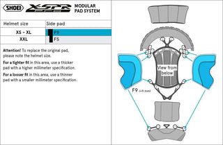 Shoei X-SPR Pro Centre Pad - Side F9 - 2XL - Pair