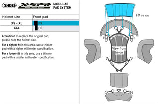 Shoei X-SPR (Type-P) Pro Standard Centre Pad - Front F9 - 2XL