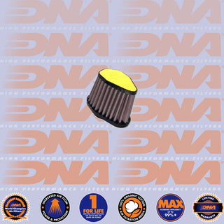 DNA POD Air Filter - Yellow Leather Top Hexa. Clamp On 38mm Inlet 68mm Length