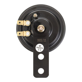 Whites 12v Horn - Round Blk - 70mm Diametre - 110db