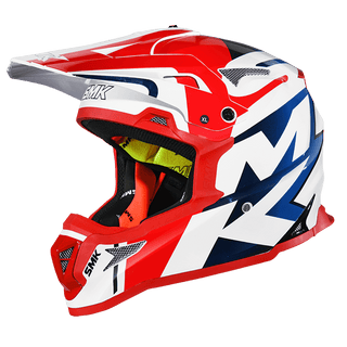 SMK Allterra X-Power (MA153) MX Helmet - Matt White/Blue/Red