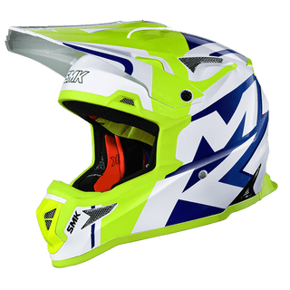 SMK Allterra X-Power (MA154) MX Helmet - Matt White/Blue/Yellow