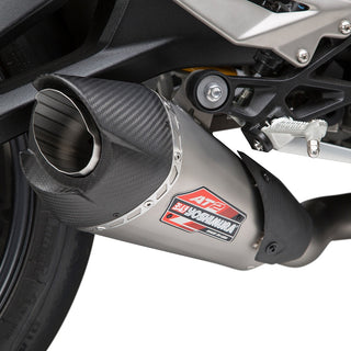 Yoshimura STREET TRIPLE 18-23 AT2 Stainless Slip-On Exhaust, W/ Stainless Muffler