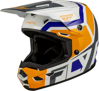 Fly Racing Kinetic Scrap Youth Helmet - White / Orange / Blue / Grey