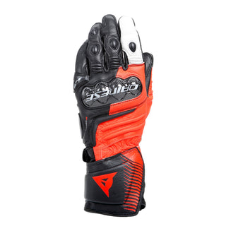 Dainese Carbon 4 Long Leather Gloves - Black/Fluro-Red/White