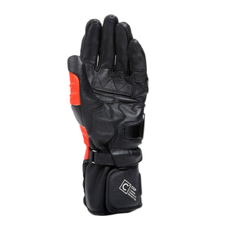 Dainese Carbon 4 Long Leather Gloves - Black/Fluro-Red/White