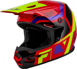 Fly Racing Kinetic Scrap Youth Helmet - Red / Hi-Vis / Purple / Black