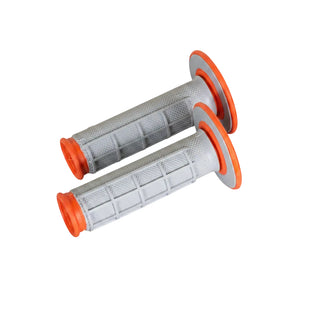 Renthal MX Dual Compound Half Waffle Q70 Handle Grips - Orange / Grey