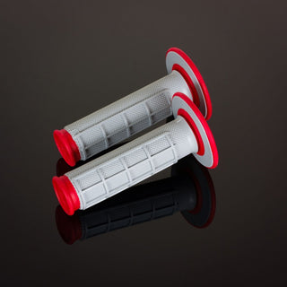 Renthal MX Dual Compound Half Waffle Q70 Handle Grips - Red / Grey