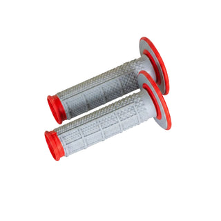 Renthal MX Dual Compound Tapered Half Waffle Q70 Handle Grips - Red / Grey