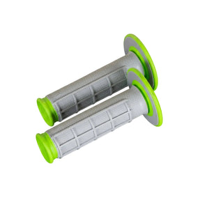 Renthal MX Dual Compound Half Waffle Q70 Handle Grips - Green / Grey