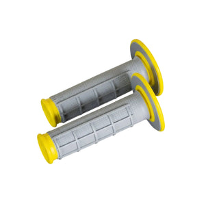 Renthal MX Dual Compound Half Waffle Q70 Handle Grips - Yellow / Grey