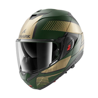 Shark OXO Sikter Full Face Helmet - Matte Green/Chrome Gold