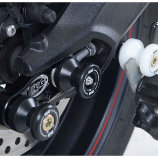 R&G Spindle Sliders for Triumph Daytona 675, Triumph Daytona Moto2™ 765 '20-, Street Triple '07- and Street Triple R '08- models.
