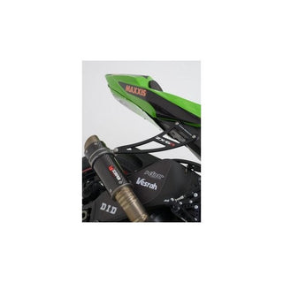 R&G Racing Exhaust Hanger w/Footrest Blanking Plate (Kit) Black for Kawasaki ZX6R 09-20