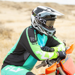 Fly Racing Kinetic Crest Helmet - Black/White/Grey