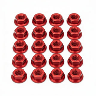 DRC Aluminum M6 Red Flange Nuts - Pack of 20