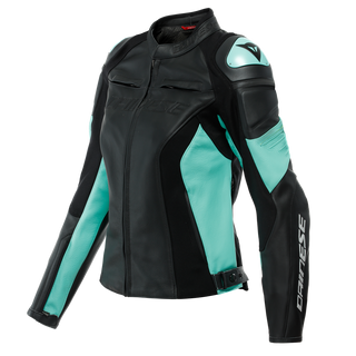 Dainese Racing 4 Lady Leather Jacket - Black/Aqua-Green