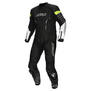 Argon Pursuit One-Piece Leather Race Suit - Black / White / Yellow