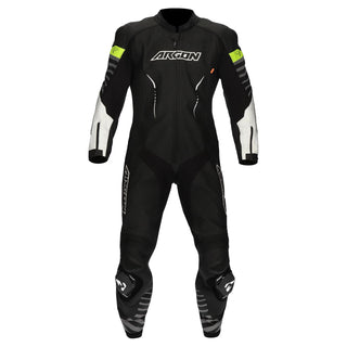 Argon Pursuit One-Piece Leather Race Suit - Black / White / Yellow